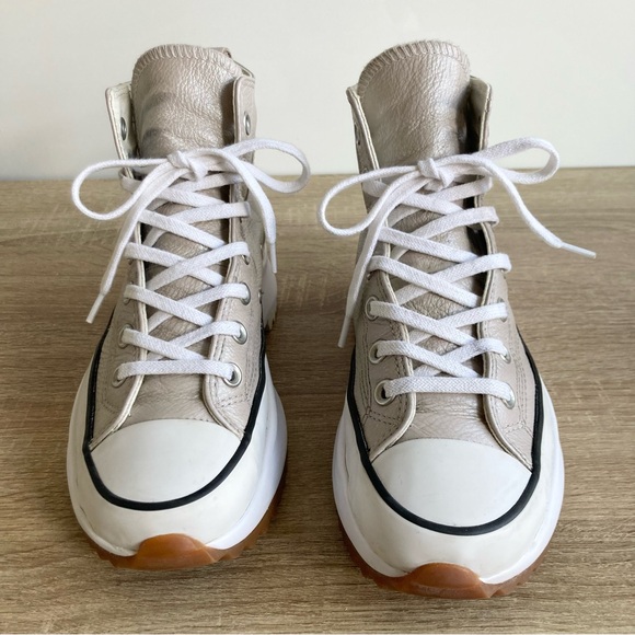 Converse Metallic Pink Leather high top Run Star Hike - Picture 2 of 9